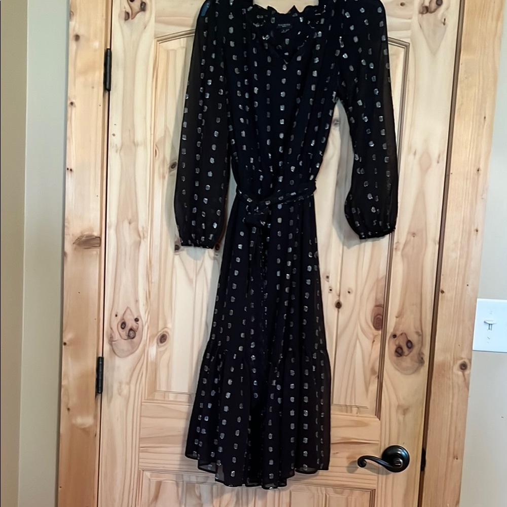 Talbots Petite 4 Clip Dot Shimmer Women's Dress Elegant Sheer Metallic Like New